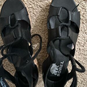 Sorel Black Lace-Up Sandals